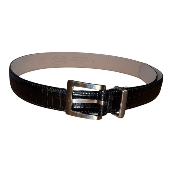 NWOT Talbots genuine leather belt black croc veritable collection boys medium - Picture 1 of 10